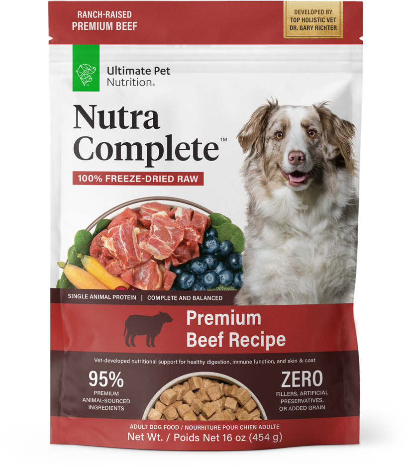 Ultimate Pet Nutrition Nutra Complete, freeze-dried raw Premium Beef Recipe